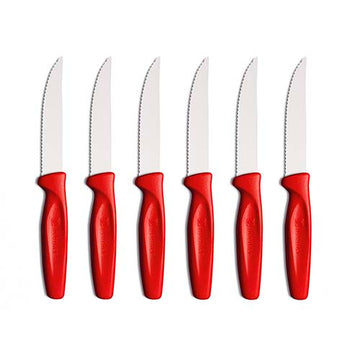Juego de 6 cuchillos para carne acero inoxidable rojo Wusthof